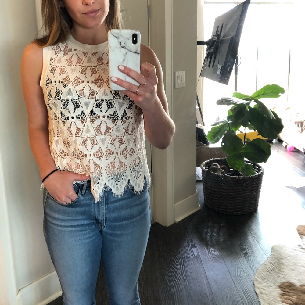 White detailed top
